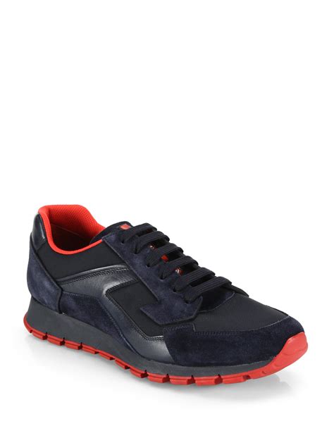 prada runners black and blue|Prada men's sneakers.